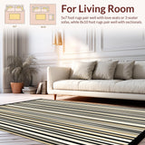 Black and Beige Striped Area with Chic Geometric for Decor(Beige)