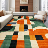 Ultra Soft Area Rug, Non Slip, Stain Resistant, Washable Area Rugs for Living Room, Bedroom, Mid Century Eclectic Pattern Fusion(Orange)
