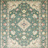 Ultra Soft Area Rug, Non Slip, Stain Resistant, Washable Area Rugs for Living Room, Bedroom, Timeless Ornate Tiled Aesthetic(Green)