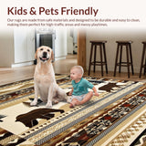 Ultra Soft Area Rug, Non Slip, Stain Resistant, Washable Area Rugs for Living Room, Bedroom, Charming Vintage Wildlife Art(Beige)