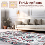 Ultra Soft Area Rug, Non Slip, Stain Resistant, Washable Area Rugs for Living Room, Bedroom, Luxurious Geometric Grey Composition(White)