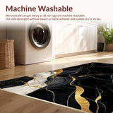 Ultra Soft Area Rug, Non Slip, Stain Resistant, Washable Area Rugs for Living Room, Bedroom, Modern Chic Abstract Elements(Black)