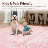 Ultra Soft Area Rug, Non Slip, Stain Resistant, Washable Area Rugs for Living Room, Bedroom, Delicate Pastel Dreamy Aesthetic(Pink)