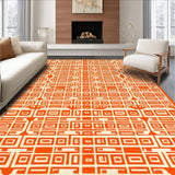 Ultra Soft Area Rug, Non Slip, Stain Resistant, Washable Area Rugs for Living Room, Bedroom, Chic Retro Lattice Design(Orange)