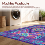 Ultra Soft Area Rug, Non Slip, Stain Resistant, Washable Area Rugs for Living Room, Bedroom, Bright Eclectic Round Tapestry(Purple)