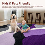 Ultra Soft Area Rug, Non Slip, Stain Resistant, Washable Area Rugs for Living Room, Bedroom, Abstract Purple Grey Swirl Motif(Purple)