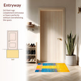 Ultra Soft Area Rug, Non Slip, Stain Resistant, Washable Area Rugs for Living Room, Bedroom, Minimalist Lively Wave Formation(Yellow)