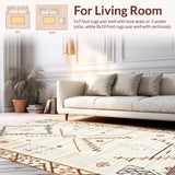 Ultra Soft Area Rug, Non Slip, Stain Resistant, Washable Area Rugs for Living Room, Bedroom, Elegant Soft Ogee Pattern(Beige)
