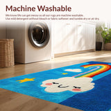 Ultra Soft Area Rug, Non Slip, Stain Resistant, Washable Area Rugs for Living Room, Bedroom, Whimsical Earth-Toned Nursery Playroom Rug(Blue)