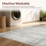 Ultra Soft Area Rug, Non Slip, Stain Resistant, Washable Area Rugs for Living Room, Bedroom, Serene Geometric Coastal Inspired Look(Gray)
