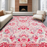 Ultra Soft Area Rug, Non Slip, Stain Resistant, Washable Area Rugs for Living Room, Bedroom, Elegant Vintage Petal Pattern(Pink)