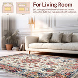 Ultra Soft Area Rug, Non Slip, Stain Resistant, Washable Area Rugs for Living Room, Bedroom, Delicate Pastel Floral Inspirations(Ivory)