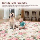 Ultra Soft Area Rug, Non Slip, Stain Resistant, Washable Area Rugs for Living Room, Bedroom, Chic Earthy Floral Accents(Ivory)