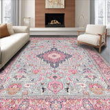 Ultra Soft Area Rug, Non Slip, Stain Resistant, Washable Area Rugs for Living Room, Bedroom, Chic Ethnic Diamond Texture(Gray)
