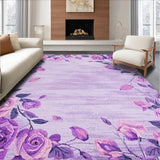 Ultra Soft Area Rug, Non Slip, Stain Resistant, Washable Area Rugs for Living Room, Bedroom, Soft Purple Rose Inspired Look(Purple)