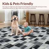 Ultra Soft Area Rug, Non Slip, Stain Resistant, Washable Area Rugs for Living Room, Bedroom, Stylish Minimalist Lattice Arrangement(Gray)