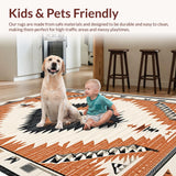 Ultra Soft Area Rug, Non Slip, Stain Resistant, Washable Area Rugs for Living Room, Bedroom, Machine Washable Cotton Rug for Modern Spa Decor(Orange)