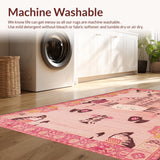 Ultra Soft Area Rug, Non Slip, Stain Resistant, Washable Area Rugs for Living Room, Bedroom, Lively Striped Tiger Illustration(Pink)