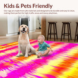 Ultra Soft Area Rug, Non Slip, Stain Resistant, Washable Area Rugs for Living Room, Bedroom, Vibrant Whimsical Tie-Dye Aesthetic(Orange)