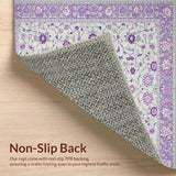 Ultra Soft Area Rug, Non Slip, Stain Resistant, Washable Area Rugs for Living Room, Bedroom, Chic Geometric Lavender Accents(Ivory)