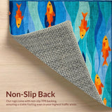 Ultra Soft Area Rug, Non Slip, Stain Resistant, Washable Area Rugs for Living Room, Bedroom, Colorful Marine Life Pattern(Orange)