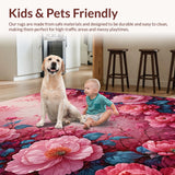 Ultra Soft Area Rug, Non Slip, Stain Resistant, Washable Area Rugs for Living Room, Bedroom, Charming Floral Pink Bathroom Carpet for Home Spa(Pink)