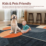 Ultra Soft Area Rug, Non Slip, Stain Resistant, Washable Area Rugs for Living Room, Bedroom, Modern Geometric Rug in Charcoal, Cream, and Peach Color Palette(Gray)