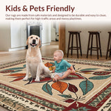 Ultra Soft Area Rug, Non Slip, Stain Resistant, Washable Area Rugs for Living Room, Bedroom, Outdoor-Inspired Small Kitchen Hand-Printed Carpet(Beige)