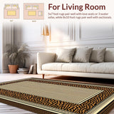 Ultra Soft Area Rug, Non Slip, Stain Resistant, Washable Area Rugs for Living Room, Bedroom, Vibrant Safari Style Elegance(Beige)