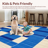 Ultra Soft Area Rug, Non Slip, Stain Resistant, Washable Area Rugs for Living Room, Bedroom, Geometric Blue Beige Area for(Blue)