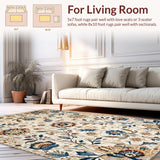Ultra Soft Area Rug, Non Slip, Stain Resistant, Washable Area Rugs for Living Room, Bedroom, Sophisticated Warm Floral Scheme(Beige)