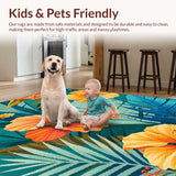 Ultra Soft Area Rug, Non Slip, Stain Resistant, Washable Area Rugs for Living Room, Bedroom, Stylish Contemporary Nature-Inspired Arrangement(Orange)