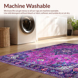 Ultra Soft Area Rug, Non Slip, Stain Resistant, Washable Area Rugs for Living Room, Bedroom, Elegant Pastel Geometric Motif(Pink)