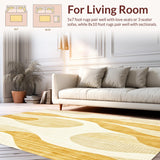 Golden Beige Plush Round with Abstract Art(Beige)