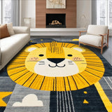 Ultra Soft Area Rug, Non Slip, Stain Resistant, Washable Area Rugs for Living Room, Bedroom, Playful Cartoon Animal Motif(Yellow)