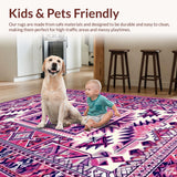 Ultra Soft Area Rug, Non Slip, Stain Resistant, Washable Area Rugs for Living Room, Bedroom, Vibrant Aztec Geometric Aesthetic(Purple)