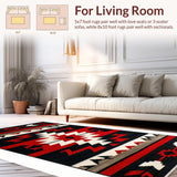 Ultra Soft Area Rug, Non Slip, Stain Resistant, Washable Area Rugs for Living Room, Bedroom, Elegant Southwest Inspired Aesthetic(Black)