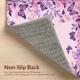 Ultra Soft Area Rug, Non Slip, Stain Resistant, Washable Area Rugs for Living Room, Bedroom, Vibrant Floral Nature Inspiration(Pink)