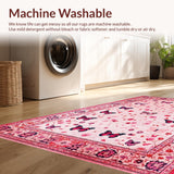 Ultra Soft Area Rug, Non Slip, Stain Resistant, Washable Area Rugs for Living Room, Bedroom, Enchanting Floral Insect Fusion(Pink)