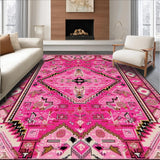 Ultra Soft Area Rug, Non Slip, Stain Resistant, Washable Area Rugs for Living Room, Bedroom, Preppy Textured Diamond Arrangement(Pink)