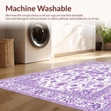 Ultra Soft Area Rug, Non Slip, Stain Resistant, Washable Area Rugs for Living Room, Bedroom, Chic Vintage Purple Blossom Design(Purple)