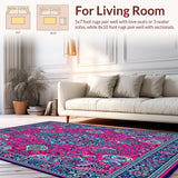 Ultra Soft Area Rug, Non Slip, Stain Resistant, Washable Area Rugs for Living Room, Bedroom, Bohemian Paisley(Pink)