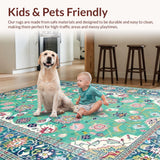 Ultra Soft Area Rug, Non Slip, Stain Resistant, Washable Area Rugs for Living Room, Bedroom, Vintage Floral Pastel Elegance(Blue)