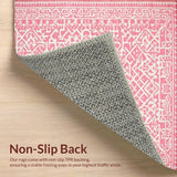 Ultra Soft Area Rug, Non Slip, Stain Resistant, Washable Area Rugs for Living Room, Bedroom, Rustic Textured Print with a Cozy Vibe(Pink)