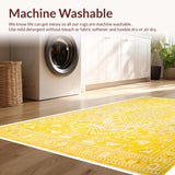 Ultra Soft Area Rug, Non Slip, Stain Resistant, Washable Area Rugs for Living Room, Bedroom, Elegant Yellow Ivory Geometric Style(Yellow)