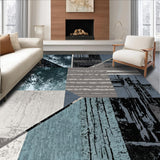 Ultra Soft Area Rug, Non Slip, Stain Resistant, Washable Area Rugs for Living Room, Bedroom, Abstract Gray Geometric Living Room Plush Rug(Blue)