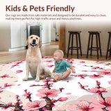 Ultra Soft Area Rug, Non Slip, Stain Resistant, Washable Area Rugs for Living Room, Bedroom, Vibrant Pink and Green Design(Pink)