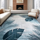 Ultra Soft Area Rug, Non Slip, Stain Resistant, Washable Area Rugs for Living Room, Bedroom, Trendy Two-Tone Tropical Aesthetic(Blue)