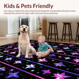 Ultra Soft Area Rug, Non Slip, Stain Resistant, Washable Area Rugs for Living Room, Bedroom, Dynamic Multi-Hued Star Design(Pink)