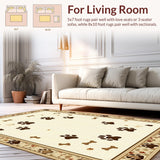 Ultra Soft Area Rug, Non Slip, Stain Resistant, Washable Area Rugs for Living Room, Bedroom, Whimsical Soft Bone Design Style(Beige)